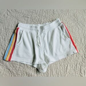 American Eagle - White with Rainbow Stripe Jogger Shorts - Size Small